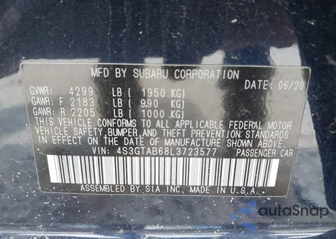 2020 Subaru Impreza 5-Door from USA, damaged, VIN 4S3GTAB68L3723577